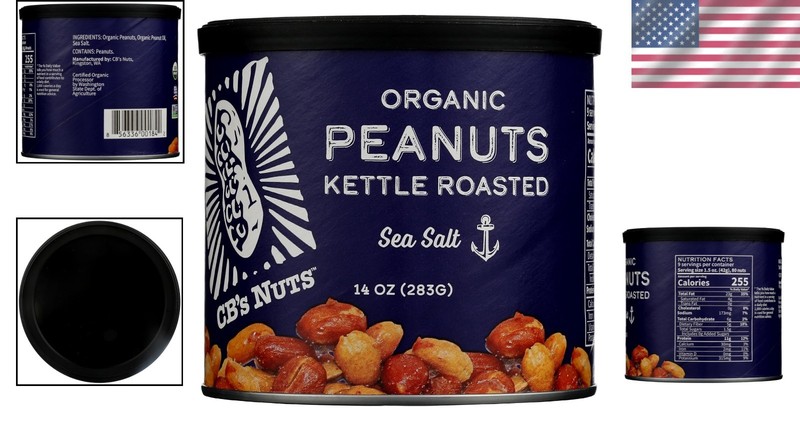 Handcrafted Organic Kettle Roasted Sea Salt Peanuts - 14 Oz - Snack Elegance gallery