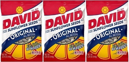 David’s Sunflower Seeds Original Roasted & Salted 3 Bag Pack