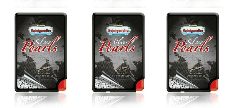 Rajnigandha Cardamom Seed Mouth Freshener Silver Pearls Saffron Set 3Pcs
