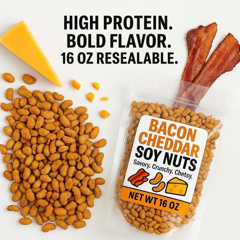Bacon Cheddar Soy Nuts 16 oz Resealable Snack Bag High Protein, Crunchy Roasted gallery