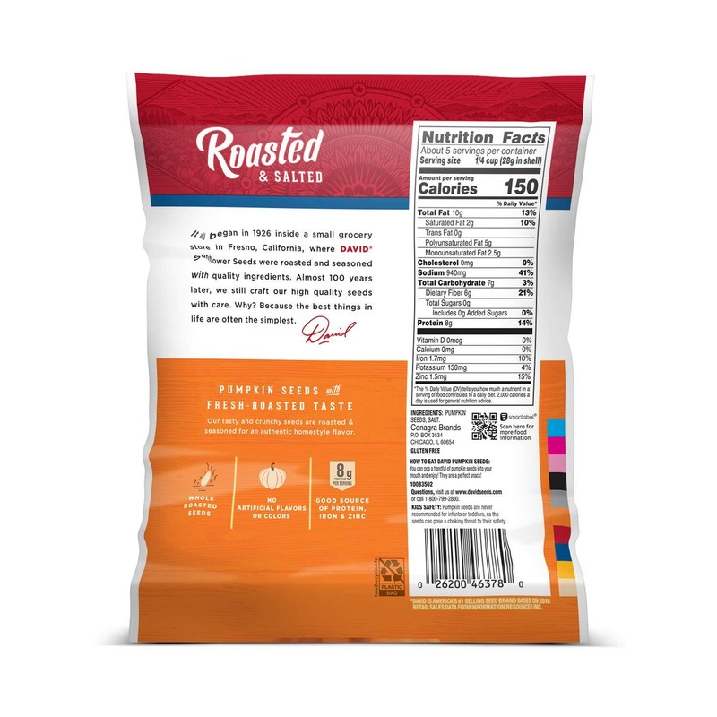 Salted and Roasted Pumpkin Seeds Keto Friendly Snack 5 OZ Bags 12 Pack gallery