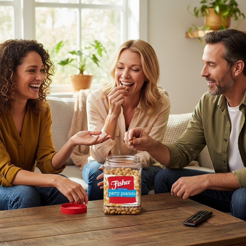 Fisher Party Peanuts 36 oz Resealable Jar – Sea Salt Roasted Cocktail Peanuts... gallery