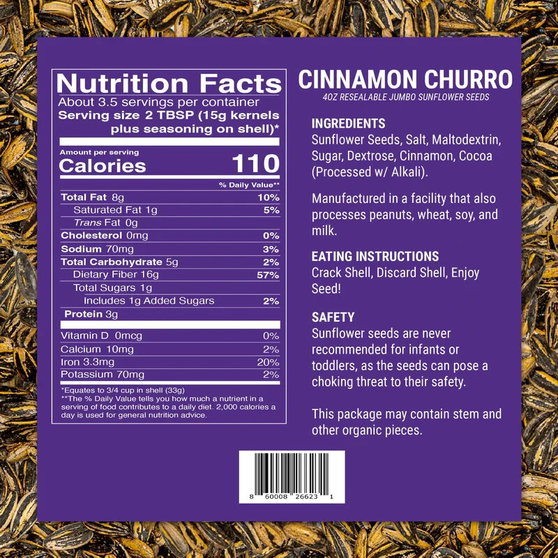 6x Bags Smackin' Cinnamon Churro Jumbo Sunflower Seeds | 4oz | Small Batch gallery
