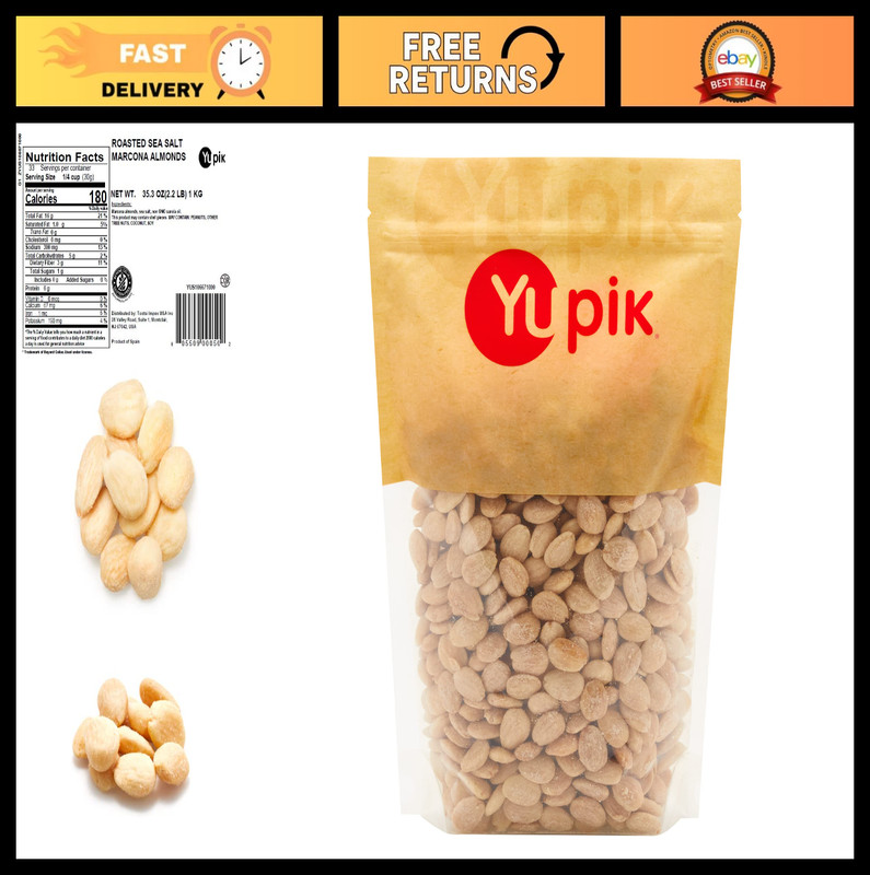 Roasted Sea Salted Marcona Almonds 2.2 lb – Gluten-Free, Vegan, Kosher, Savory S
