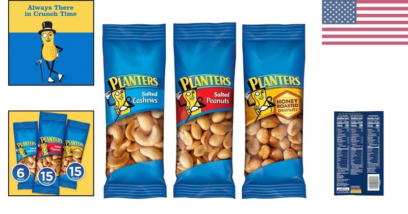 36 Count Variety Pack: Salted Cashews, Peanuts & Honey Roasted Nuts Snacks gallery