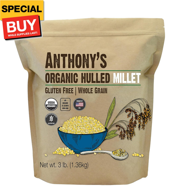 Organic Hulled Millet, 3 lb, Gluten Free, Grown in the USA