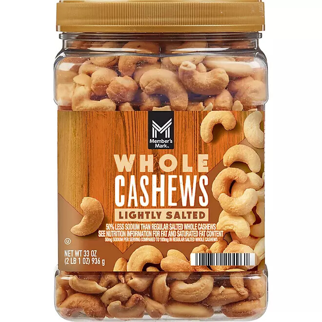 Member's Mark Roasted Whole Cashew with - 33oz pack of 2 gallery