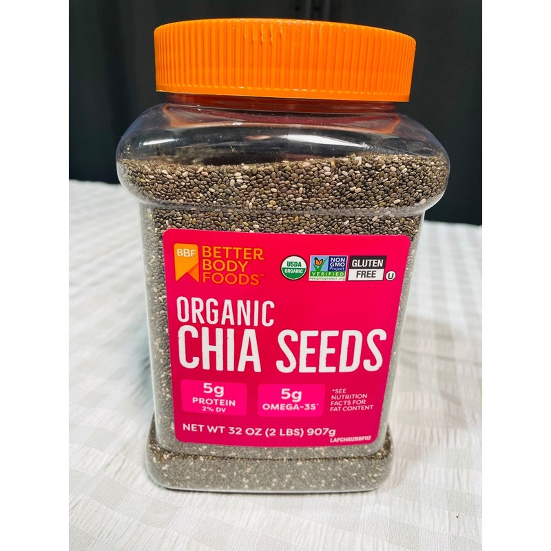 BetterBody Foods Organic Chia Seeds 32 oz 2 lbs Non-GMO Gluten Free Superfood