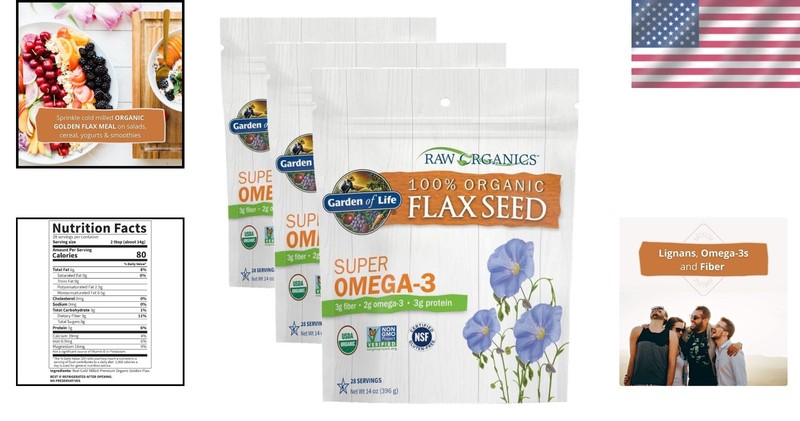 Organic Golden Flax Seed, 3g Fiber, 28 Servings, Pack of 3 gallery