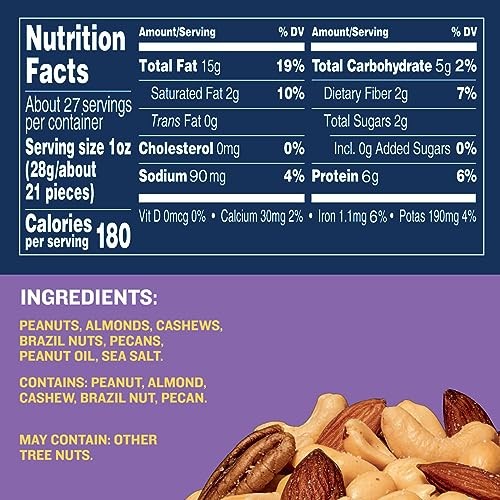 Mixed Nuts Salted 27 oz Resealable Jar Less Than 50 Peanuts Measured Weight Salt gallery