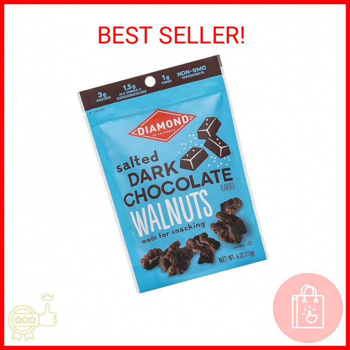 Diamond of California Salted Dark Chocolate Walnuts, 4 oz, 1 Pack