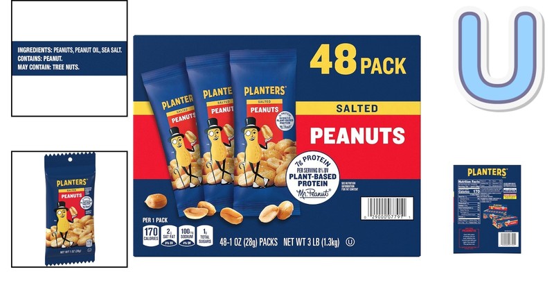 Salted Peanuts - 48 Convenient 1oz Packs, Simple Ingredients and Flavorful gallery