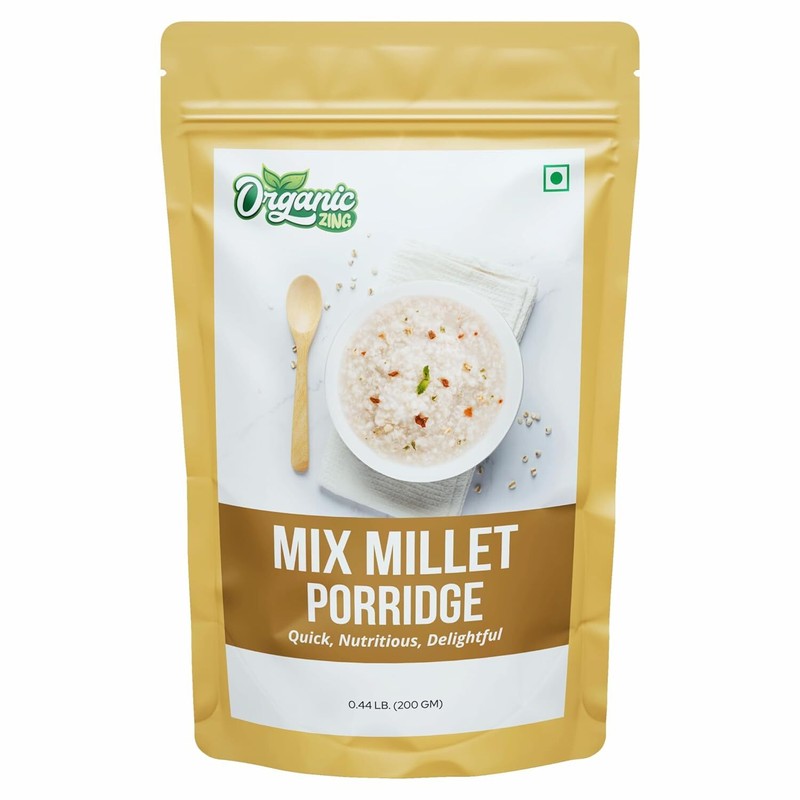 Organic Zing Wholesome and Quick: Instant Mix Millet Porridge -[200g / 7.05 Oz,