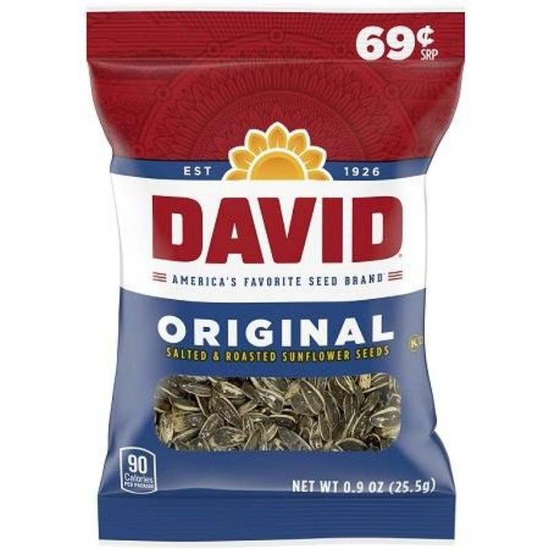 18x David Original Sunflower Seeds Snack Treats Crunchy Lot Sealed 0.9oz