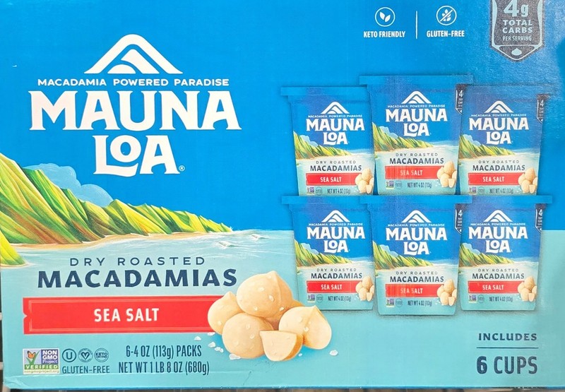 Mauna Loa Dry Roasted Macadamia Nuts - Sea Salt 6 Cups - 4 Oz Each