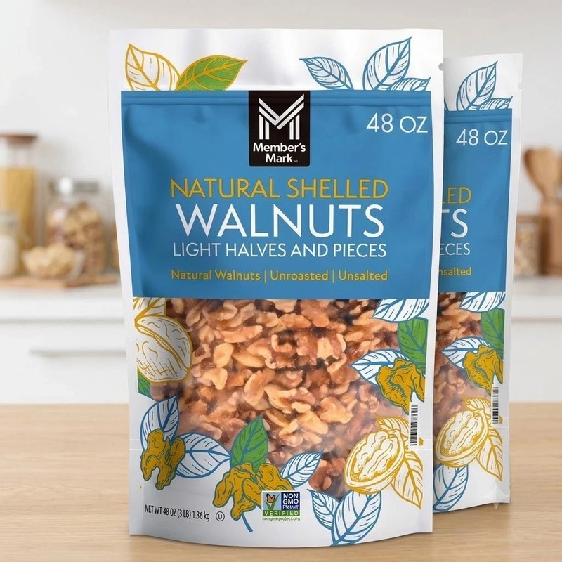 2 Pack Member’s Mark Natural Shelled Walnuts, 3 lbs. 2
