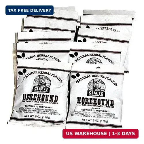 Claeys Horehound Old Fashioned Hard Candies – 6-oz. Bag – Case of 12