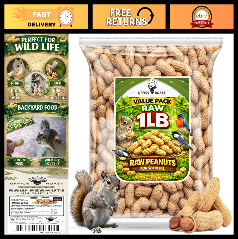 Raw Unsalted Peanuts in Shell 1 lb – Natural Healthy Snack for Squirrels & Wildl