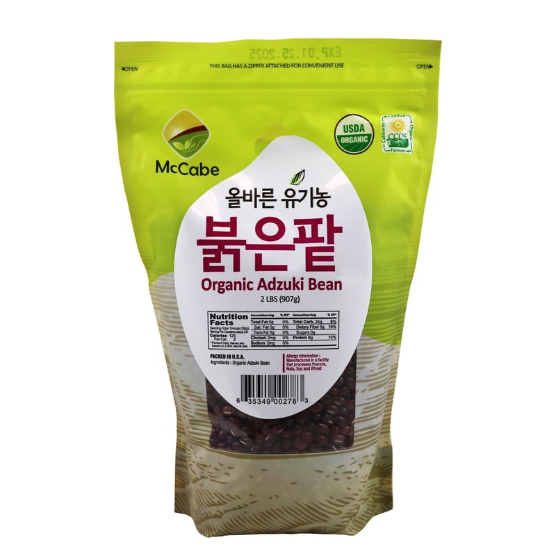 McCabe Organic Adzuki Bean, 2 lb (32oz), USDA Certified Organic, Product of USA