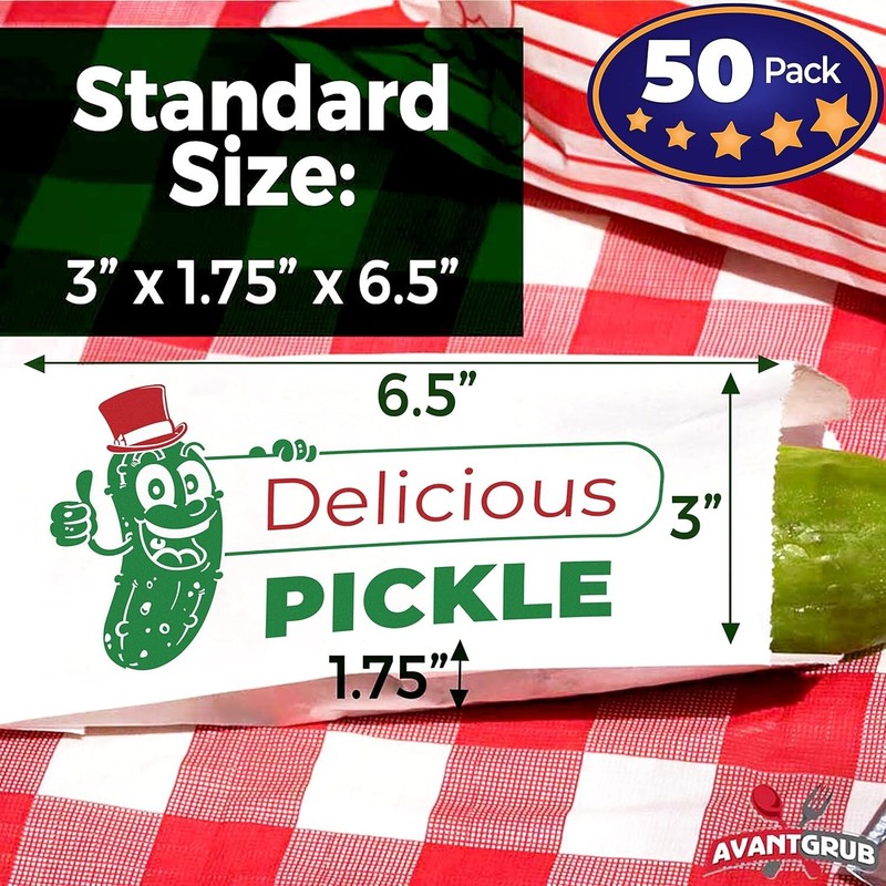 Classic 50-Pack 6.5" Dill Pickle Paper Bags for Fun Parties & Fundraisers gallery
