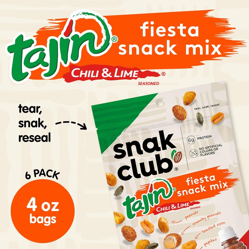 Snak Club Tajin Fiesta Snack Mix, Peanuts, Crunchy Peanuts, Toasted Corn, and... gallery