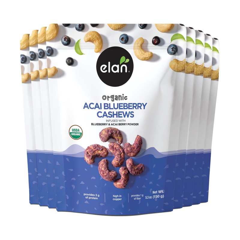 Organic Acai Blueberry Cashews, Non-GMO, Vegan, Gluten-, , Glazed Nuts (Roast...