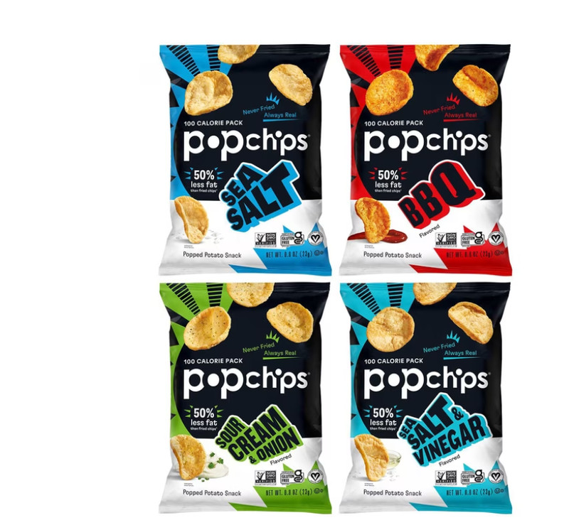 Popchips Variety Pack 30 pk 0.8oz BBQ Sea Salt Sour Cream Gluten Free Vegan Bulk gallery