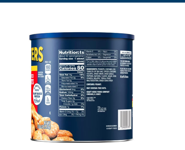 Planters Salted Dry Roasted Peanuts Canister (52 oz.) -2pk Free shipping !!!!!! gallery