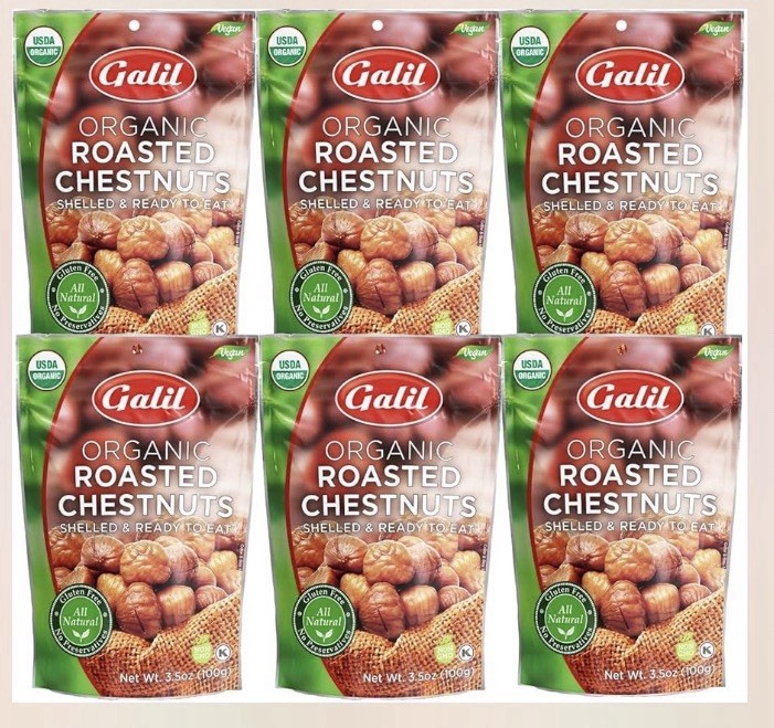 Galil Baking Organic Roasted Chestnut - 6 Bag 3.5oz Each Total 100g