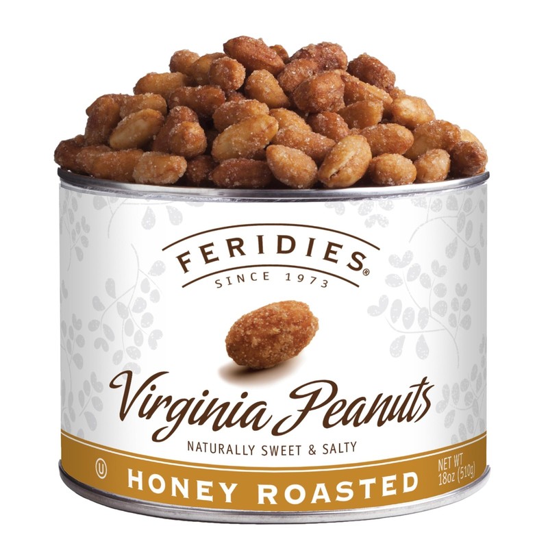 FERIDIES Honey Roasted Extra Large Giant Virginia Peanuts, 18oz Vacuum Can, G…