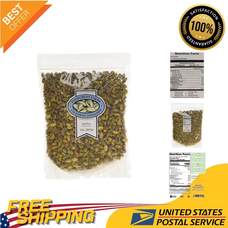 California Jumbo Pistachios – 2lb Unsalted Healthy Snack in Resealable Bag