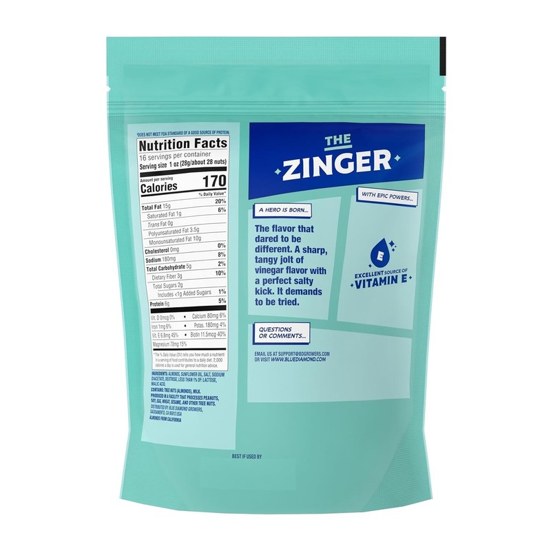 Blue Diamond Almonds Salt N' Vinegar Flavored Snack Nuts, 16 Oz Resealable Bag gallery