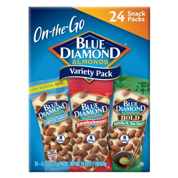 Blue Diamond Almonds Variety Pack Lightly Salted Wasabi Smokehouse 24ct gallery