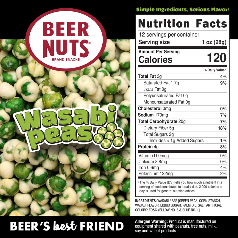 Beer Nuts Wasabi Peas, Heat Meets Crunch, Your Favorite Snack with a Kick, Ameri gallery