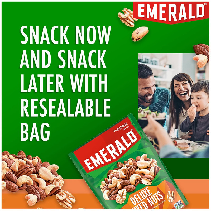 Emerald Salted Deluxe Mixed Nuts (1-Pack) | 5Oz Resealable Bulk Bag | Cashews, A gallery