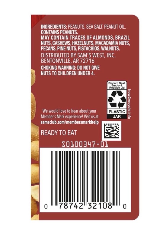 2 PACK - Member's Mark Extra Large Virginia Peanuts 34.5 oz. (Total 69 oz.) gallery