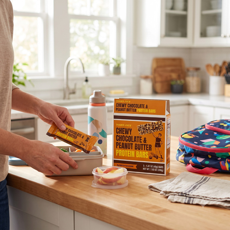 2 Pack Trader Joe's Chewy Chocolate & Peanut Butter Protein Bars gallery