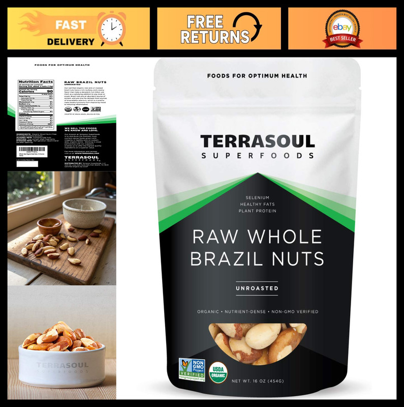 Organic Brazil Nuts 1 lb – Raw, Unsalted, High Selenium Superfood Snack