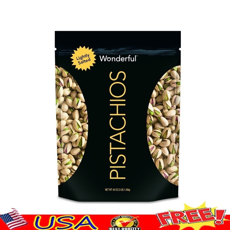 Roasted Lightly Salted Pistachios Low Sodium Snack Plant Protein Crunchy 48oz US