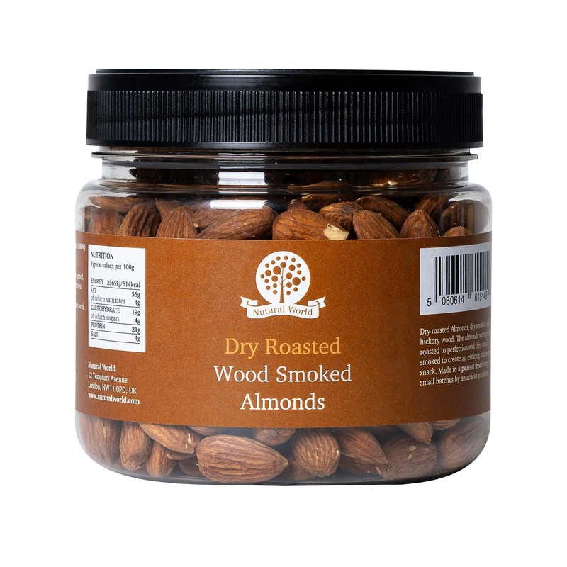 Nutural World - Dry Roasted Wood Smoked Almonds - Unsalted (500g) - Great Taste