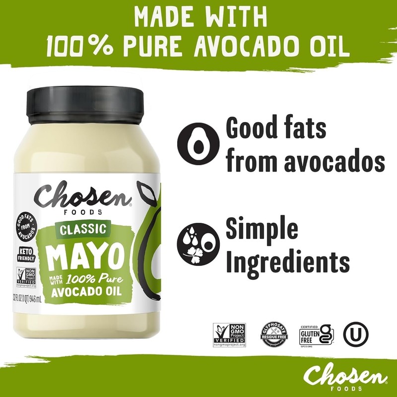Chosen Foods Mayonnaise Mayo Avocado Oil Keto Clean Eating 32 oz ( 2 Jars) gallery