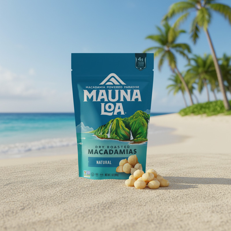Mauna Loa Unsalted Dry Roasted Macadamia Nuts – 7oz Resealable Bag – Premium Haw