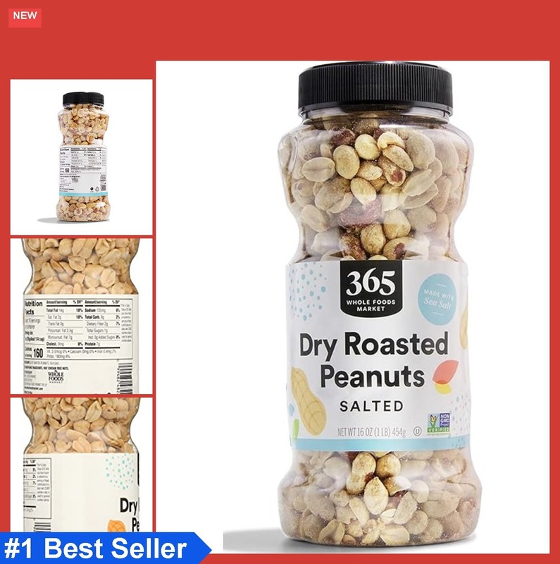 Dry Roasted Salted Peanuts 16 Ounce Resealable Bag Snacking Baking Vegan