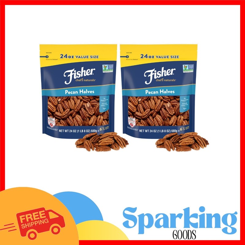 24oz High-Quality Unsalted Raw Pecan Halves for Cooking & Snacking – Pack of 2