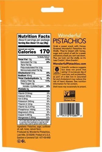 (10) Wonderful Pistachios No Shells, Honey Roasted Nuts 5.5 Ounce Resealable Bag gallery