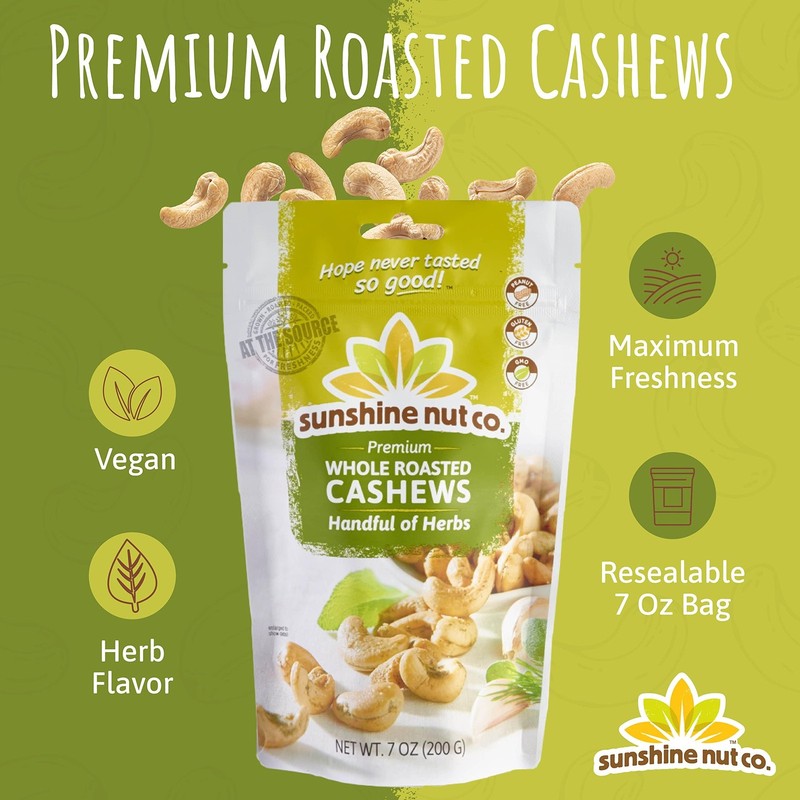 Sunshine Nut Company Whole Roasted Lightly Salted Cashews Handful of Herbs 7oz gallery