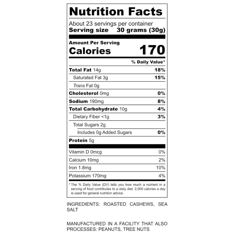 Clean Label Cashews | Natural Ingredients | Non-GMO – 1.5 lb