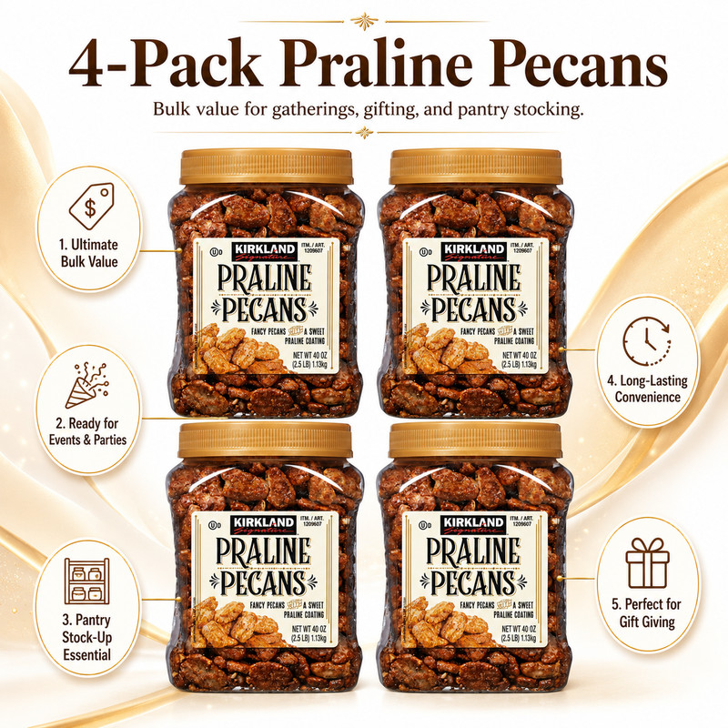 4 Pack Kirkland Signature Praline Pecans, 2.5 lbs