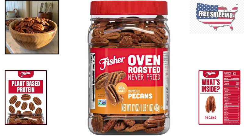 Fisher 17 oz Pecan Canister: Oven Roasted, , Gluten-Free, Healthy Snack gallery