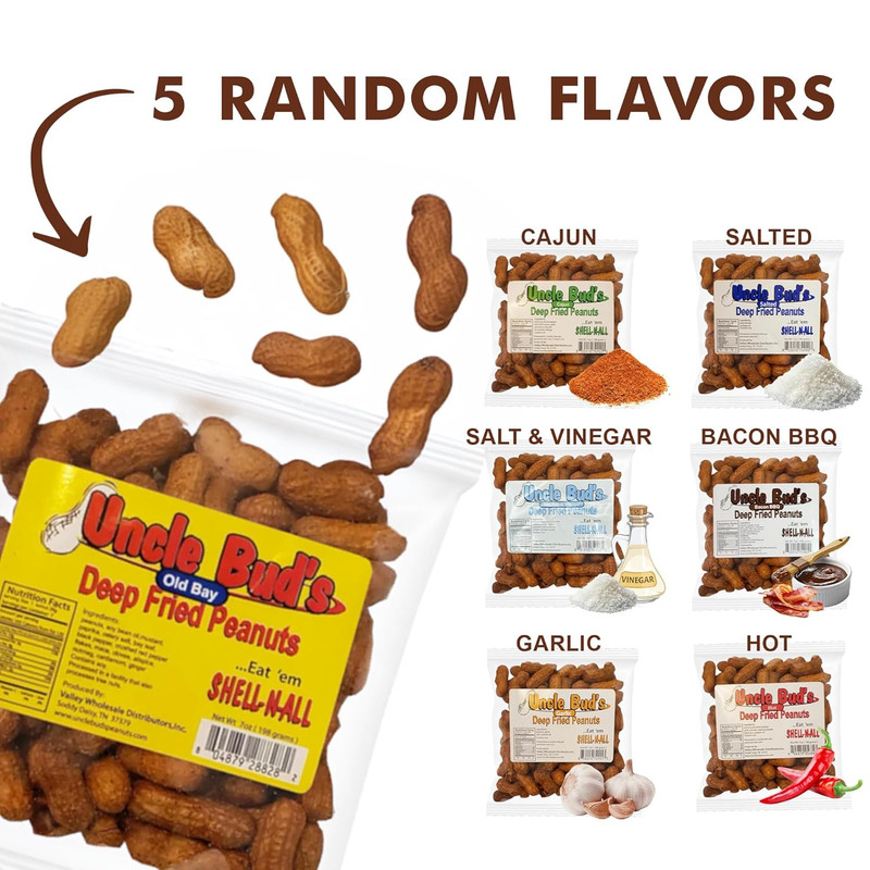 Uncle Buds Deep Fried Peanuts In Shell 5 Pack, Peanuts Individual Packs Salted gallery